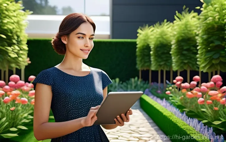 원예디자이너 직무에 필요한 소프트웨어 - **Prompt:** A young, elegantly dressed landscape architect, wearing stylish but appropriate casual a...