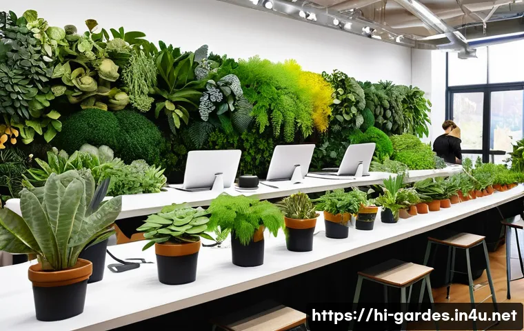 원예디자이너 자격증 취득 후 경력 관리 - A vibrant indoor botanical design workshop scene featuring diverse participants of various ages lear...