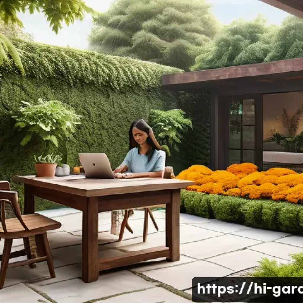 원예디자이너 자격증 학습법 - A serene Indian garden design scene featuring a person sketching a detailed garden plan on paper, su...