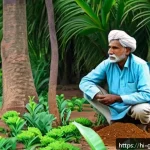 원예디자이너 자격증을 위한 추천 도서 - A serene rural Indian village scene during early morning, showcasing a diverse tree plantation proje...