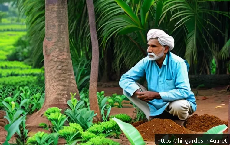 원예디자이너 자격증을 위한 추천 도서 - A serene rural Indian village scene during early morning, showcasing a diverse tree plantation proje...