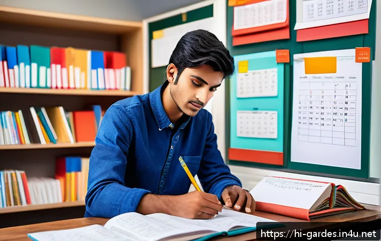 원예디자이너 자격증 시험 준비 - A detailed scene of a Hindi-speaking horticulture student in a bright, modern study room, deeply eng...